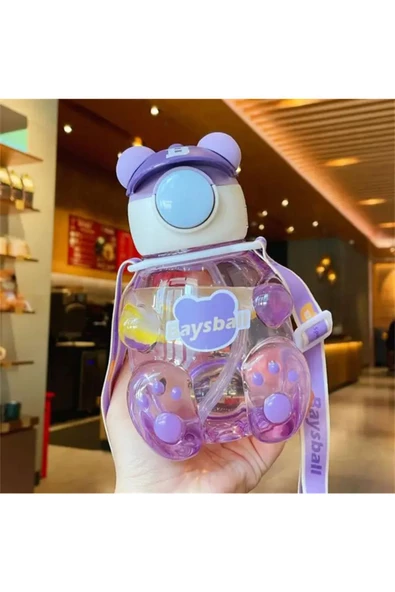 Su Matarası Boyun Askılı Suluk Renkli Çizgi Film ve Desenli Karakterler Çocuklara Özel 750ml CRK2