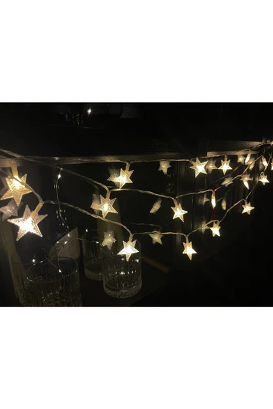 10 metre Led Işıklı 60'lı Yıldız Işık Zinciri Dekoratif Fişli Aydınlatma Ev Dekorasyonu Süsleme - 2