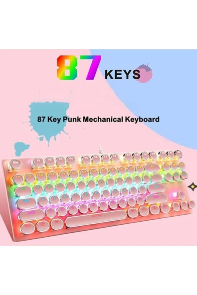 K550 Kablolu Klavye Daktilo Tarzı Su Geçirmez Led RGB Mekanik Oyuncu Işıklı Klavye - 2