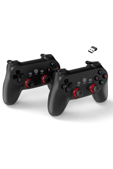 2 Adet 2.4g Kablosuz Pilli Gamepad Pc Uyumlu Joystick Wireless Oyun Kolu Şık Tasarım 0019