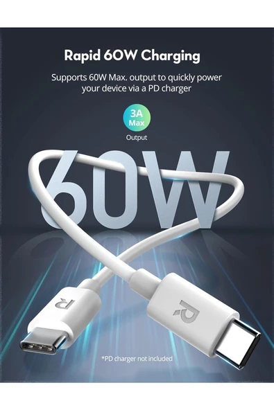 Type-C to Type-C 1 Metre Şarj ve Data Kablo Naylon Örgü USB C Kablo iPhone 15 Uyumlu CB1021 - Resim 5