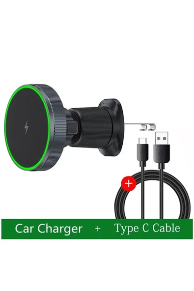 Magnetic 15W Kablosuz Araç İçi Cep Telefonu Şarj 2in1 Telefon Tutucu ve Şarj D12 - Resim 3