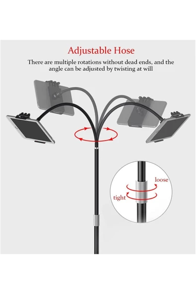 iPhone Uyumlu Telefon Tutucu Ayarlanabilir Zemin Standı Geniş Uyumluluk Telefon Stant 150cm LDR2 - 5