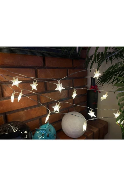 10 metre Led Işıklı 60'lı Yıldız Işık Zinciri Dekoratif Fişli Aydınlatma Ev Dekorasyonu Süsleme - 3