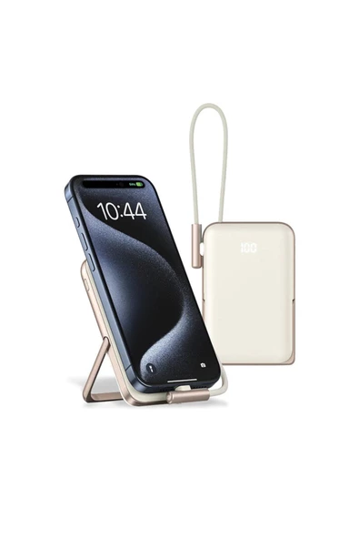 Magsafe Uyumlu Powerbank PD20W Dahili Type-C Kablolu Göstergeli 10000 mAh Kablosuz Şarj CDB001 - 5