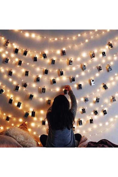 Peri Led Işık 3 Metre (SARI) Pilli Aydınlatma Şerit Led Saçak Spot Süsleme 1 Adet - 4