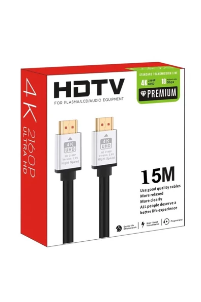 Hdmi Kablo 15Metre 4k Hdtv 2160paltın Kaplama Uç Yüksek Hızlı Aktarım 958