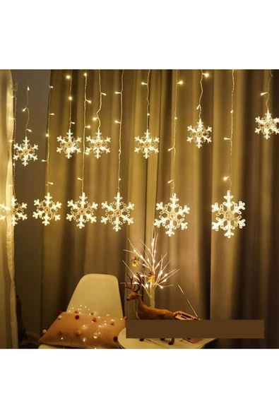 3 metre Led Işıklı 12'li Kar Tanesi Işık Zinciri Dekoratif Fişli Aydınlatma Ev Dekorasyonu Süsleme - 2