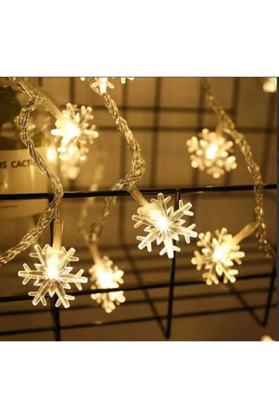 5 metre Led Işıklı 28'li Kar Tanesi Işık Zinciri Dekoratif Pilli Aydınlatma Ev Dekorasyonu Süsleme - 2