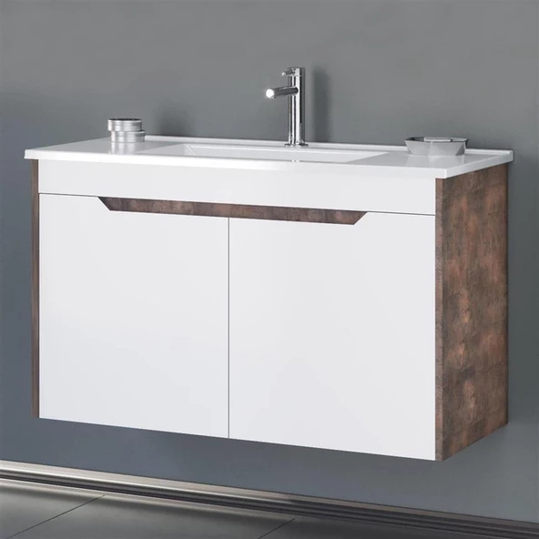 Orka Lago 85 cm Beyaz Banyo Dolabı Takımı - 3