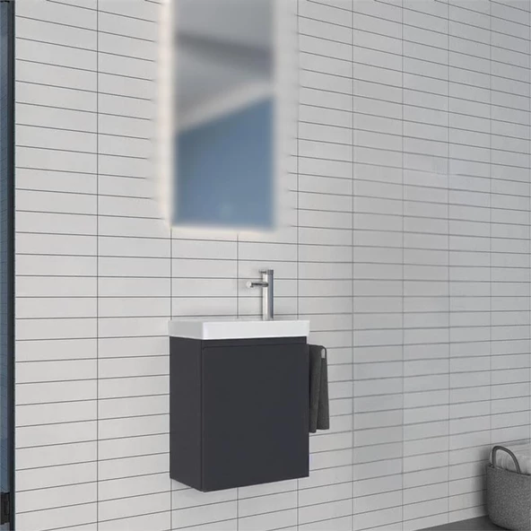 Orka Ferla 40 cm Antrasit Banyo Dolabı Alt Modül ve Lavabo