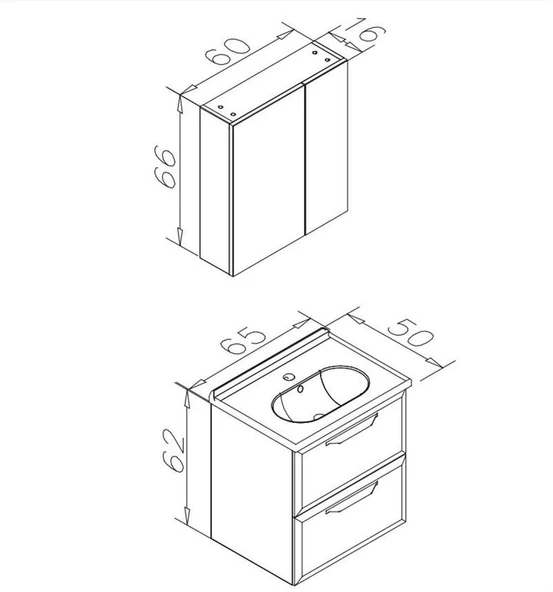 Orka Nuvola 65 cm Beyaz Banyo Dolabı Takımı - Resim 2