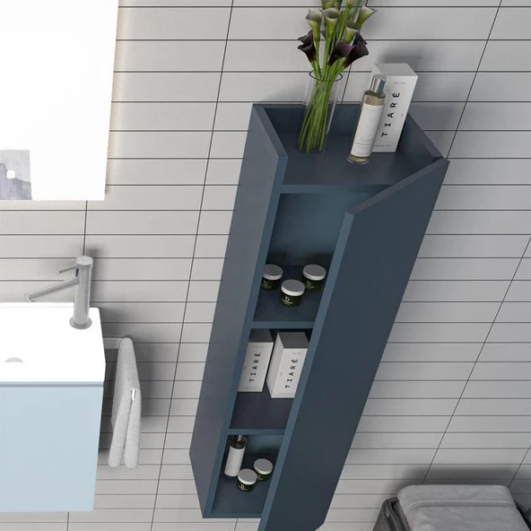 Orka Ferla 30 cm Mavi Banyo Boy Çamaşır Dolabı - 2