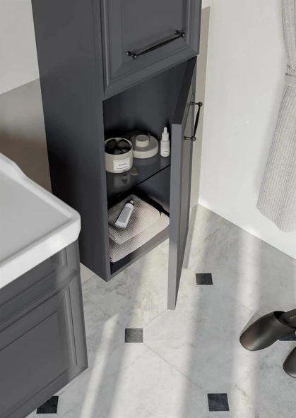 Orka Design 40 cm Antrasit Banyo Boy Çamaşır Dolabı - 3