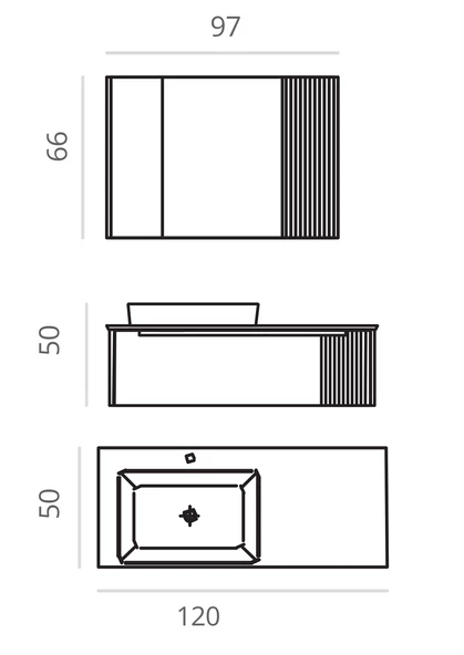 Orka Biella 120 cm Pudra Banyo Dolabı Takımı - Resim 5