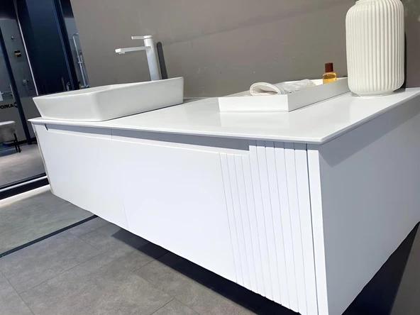 Orka Biella 140 cm Beyaz Banyo Dolabı Takımı - Resim 5