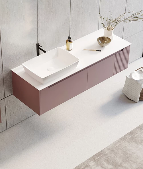 Orka Biella 140 cm Pudra Banyo Dolabı Takımı - Resim 3