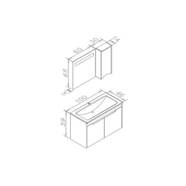 Orka Lago 100 cm Beyaz Banyo Dolabı Takımı - 4