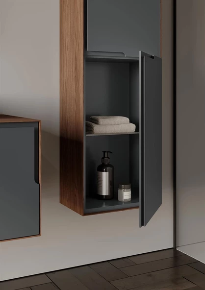 Orka Craft 40 cm Ceviz Banyo Boy Çamaşır Dolabı - 4