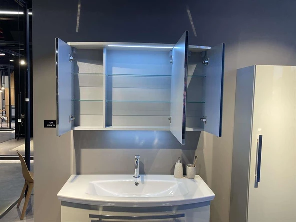 Orka Urla 110 cm Parlak Beyaz Banyo Dolabı Takımı - Resim 4