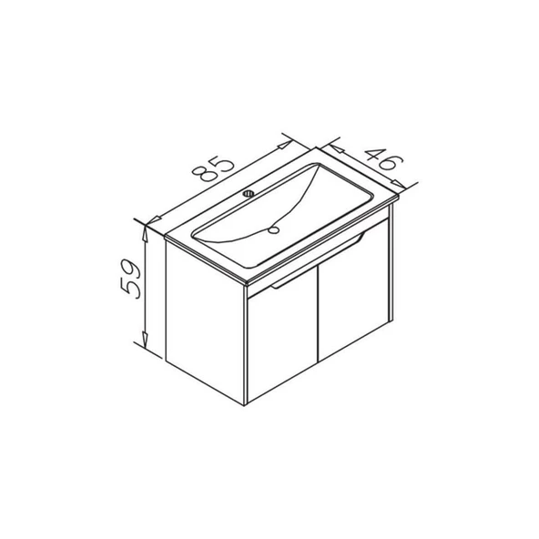 Orka Lago 85 cm Beyaz Banyo Dolabı Alt Modül ve Lavabo - Resim 3