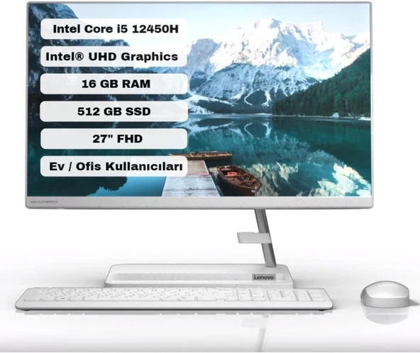 Lenovo IdeaCentre AIO 3 27IAP7 F0GJ00GQTX i5-12450H 16 GB 512 GB SSD UHD Graphics 27" Full HD All in One PC Outlet ürün görseli 1