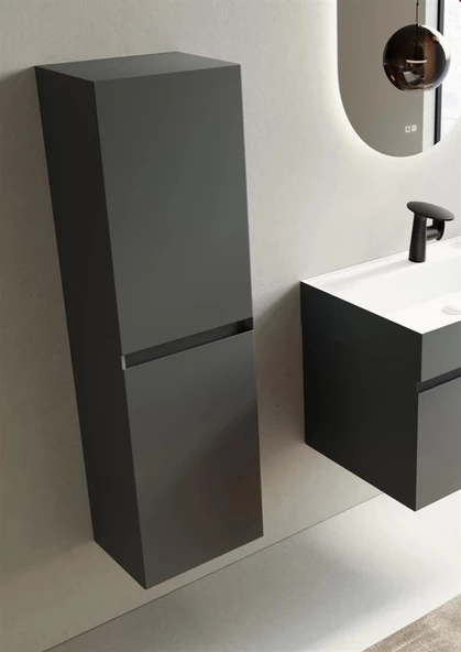 Orka Lusso 40 cm Antrasit Banyo Boy Çamaşır Dolabı - Resim 2