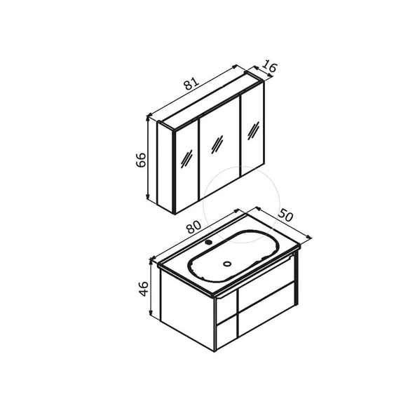 Orka Likya 80 cm Mat Beyaz Banyo Dolabı Takımı - Resim 4