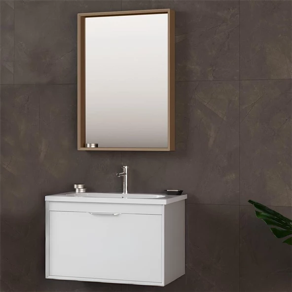 Orka Clay 100 cm Beyaz Banyo Dolabı Takımı