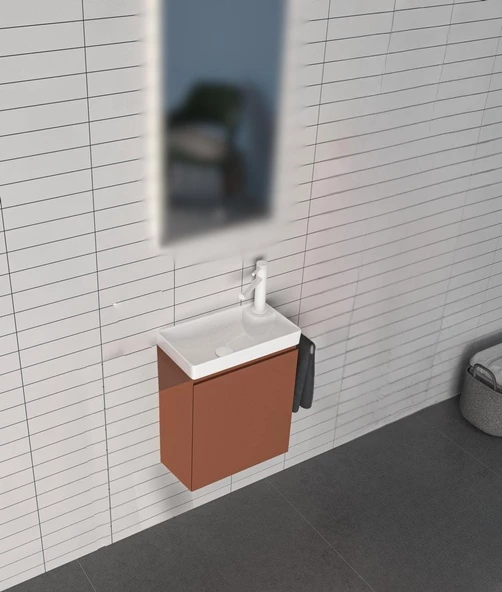 Orka Ferla 40 cm Tarçın Banyo Dolabı Alt Modül ve Lavabo