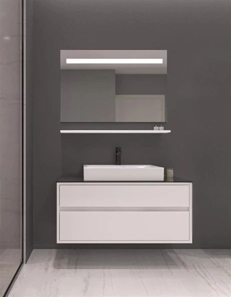 Orka Verona 100 cm Parlak Beyaz Banyo Dolabı Takımı