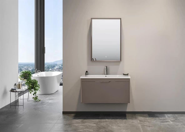 Orka Clay 100 cm Toprak Banyo Dolabı Takımı - Resim 2