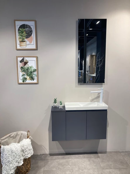 Orka Ferla 80 cm Mat Antrasit Banyo Dolabı Takımı ürün görseli