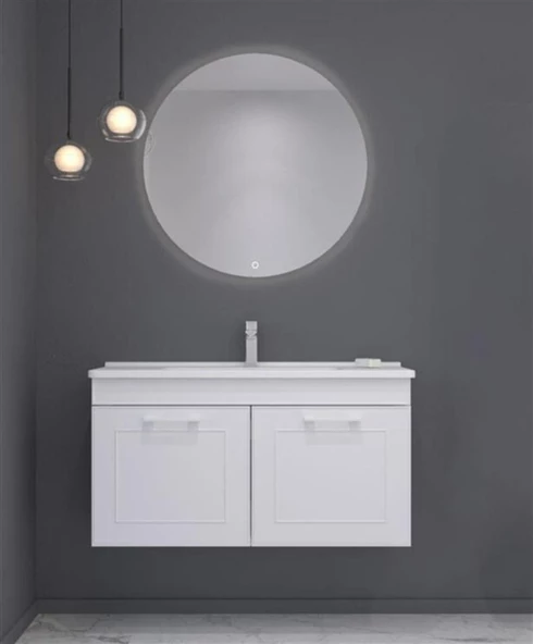 Orka Limpo 100 cm Mat Beyaz Kapaklı Banyo Dolabı Takımı ürün görseli