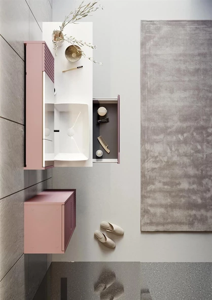 Orka Biella 140 cm Pudra Banyo Dolabı Takımı - Resim 7