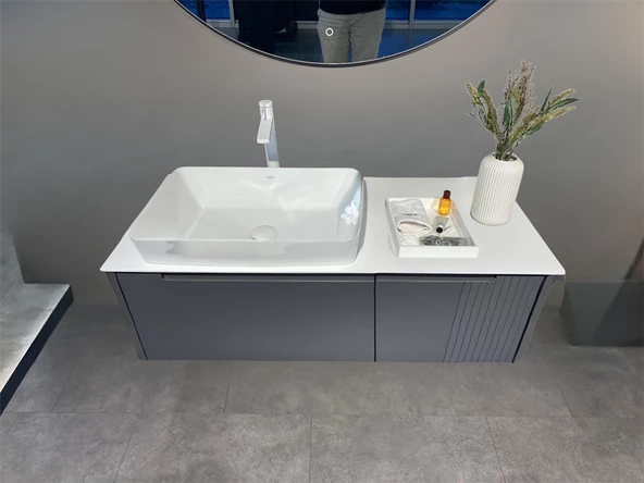 Orka Biella 120 cm Antrasit Ledli Banyo Dolabı Takımı - Resim 3