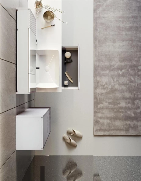 Orka Biella 120 cm Beyaz Banyo Dolabı Takımı - Resim 2