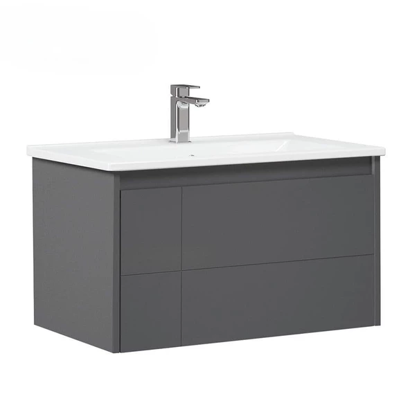 Orka Likya 65 cm Antrasit Banyo Dolabı Alt Modül ve Lavabo
