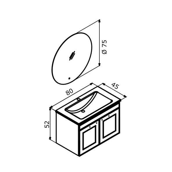 Orka Limpo 80 cm Mat Antrasit Kapaklı Banyo Dolabı Takımı - Resim 3