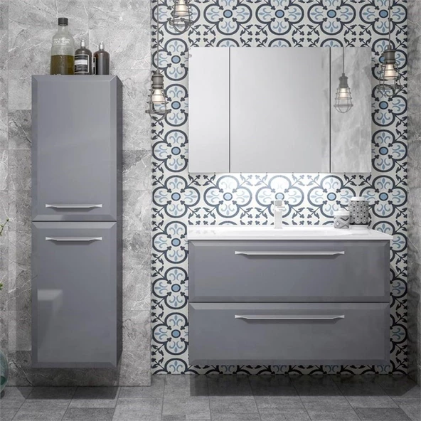 Orka Nuvola 100 cm Gri Banyo Dolabı Takımı - Resim 2