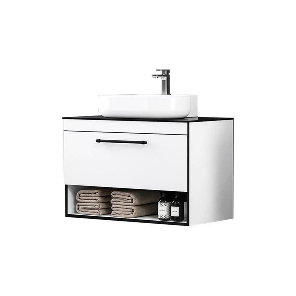 Orka Knidos 90 cm Beyaz Banyo Dolabı Alt Modül ve Lavabo - Resim 2