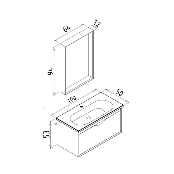 Orka Clay 100 cm Toprak Banyo Dolabı Takımı - Resim 4