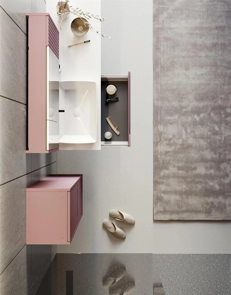 Orka Biella 120 cm Pudra Banyo Dolabı Takımı - Resim 4