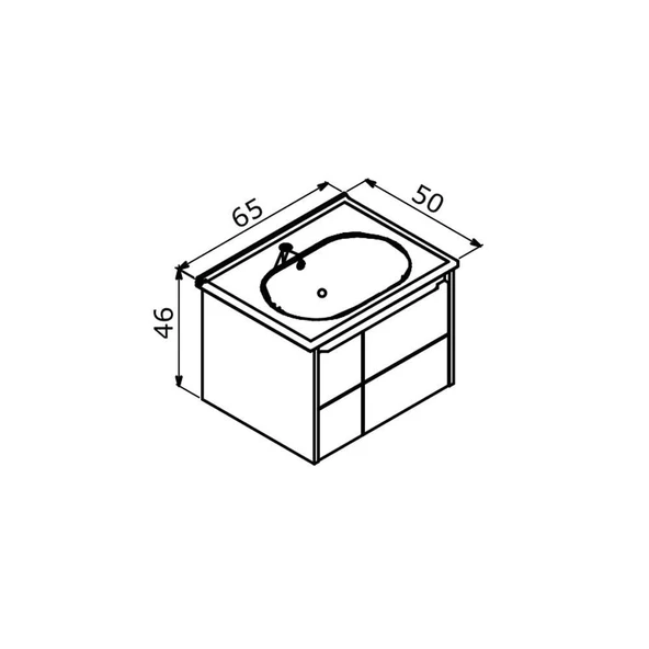 Orka Likya 65 cm Beyaz Banyo Dolabı Alt Modül ve Lavabo - Resim 2