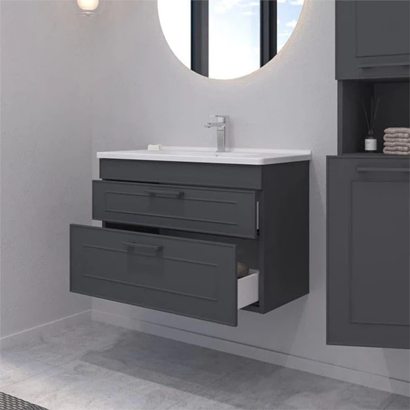 Orka Limpo 100 cm Antrasit Dolabı Alt Modül ve Lavabo