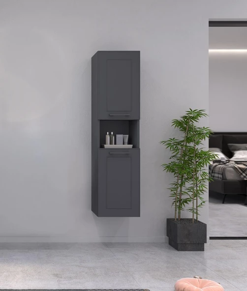 Orka Limpo 35 cm Antrasit Banyo Boy Çamaşır Dolabı