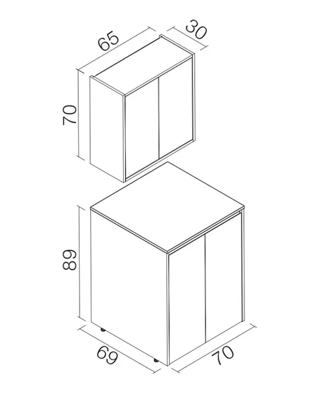 Orka Sedir 70 cm Mat Antrasit Çamaşır Dolabı Takımı - Resim 2