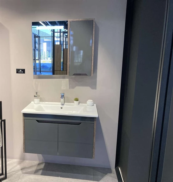 Orka Lago 85 cm Antrasit Banyo Dolabı Takımı