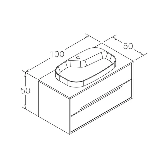 Orka Galia 100 cm Legnano Banyo Dolabı Alt Modül ve Lavabo - Resim 3