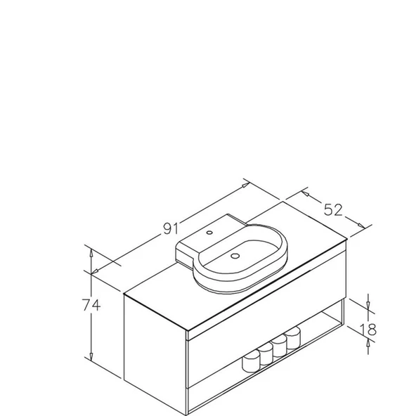 Orka Knidos 90 cm Beyaz Banyo Dolabı Alt Modül ve Lavabo - Resim 3